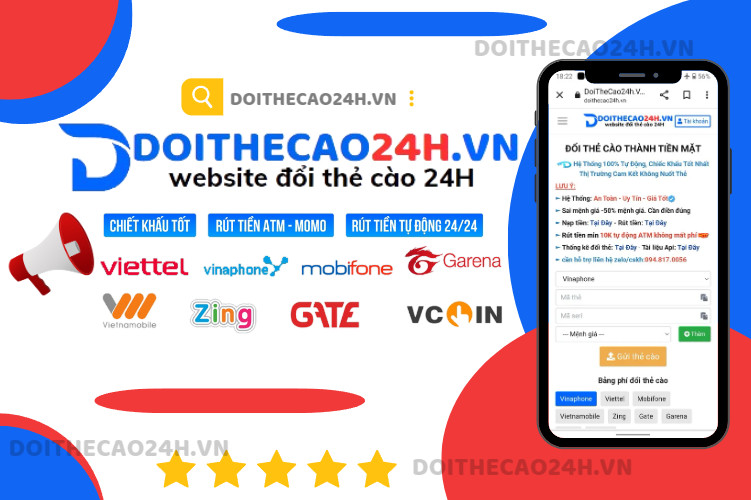 Tạo web con đổi thẻ cào tại DoiTheCao24H.Vn